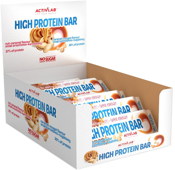 Протеїновий батончик ActivLab High Whey Protein Bar 24 x 46 г Карамель-Нуга (5907368825380)