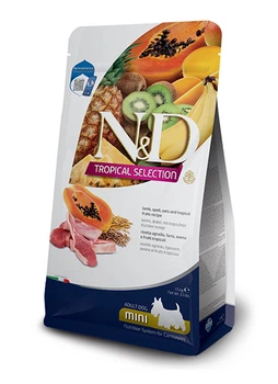 Сухий низькозерновий корм Farmina N&D TROPICAL SELECTION для дорослих собак дрібних порід з ягням та тропічними фруктами, 1,5 кг