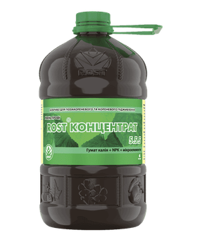 Органо-минеральное удобрение Rost Гумат калия концентрат вегетация 5.5.5 4 л