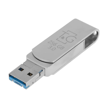 OTG USB Флешка Flash Drive T&G 3&1 Lightning & Android 256gb Metal 007 Металлик (Steel)