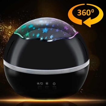 Проектор що обертається 360 нічник Куля DREAM Зіркове небо Космос Море Чорний (light27Bl)
