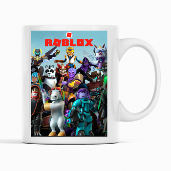 Белая кружка (чашка) с оригинальным принтом онлан игры Roblox "Персонажы Roblox. Роблокс"