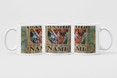 Белая кружка (чашка) с аниме принтом "One Piece Ван-Пис Розыскная листовка Nami Нами " Push IT