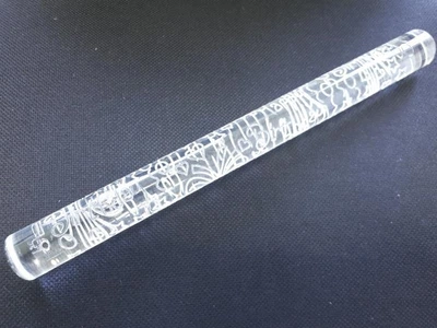 Скалка кондитерская текстурная с узором акриловая для мастики L 30 cm D 3 cm прозрачная 15449