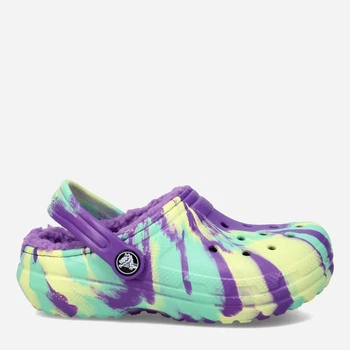 Детские кроксы для девочки Crocs Classic Lined Marbled Clog K 207238-573 29 (C11) Фиолетовый/Желтый (191448777460)