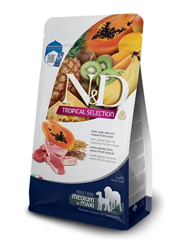 Сухий низькозерновий корм Farmina N&D TROPICAL SELECTION для дорослих собак середніх і великих порід з ягням і тропічними фруктами, 10 кг