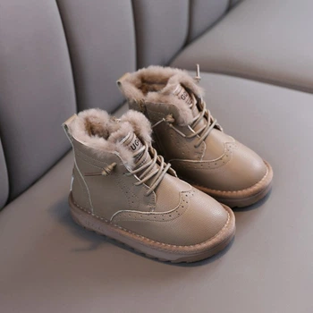 Ботинки детские теплые на шнуровке UGG Бежевий 31 20см 16370а