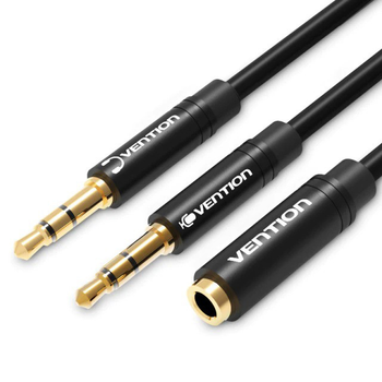 Кабель Vention Audio 3.5mm F 4pin - 2x3.5mm M 3pin 1 м, с поддержкой микрофона, стерео (BBTBF)