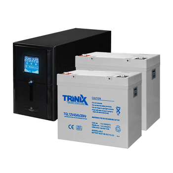 Комплект резервного живлення: ДБЖ Kraft PSW1000VA/800W(LCD)24V UPS + акумулятор Trinix 45 Аг гелевий (2 шт.) (42-00061-8)
