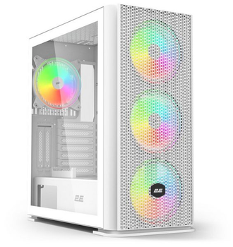 Корпус 2e Gaming Vertex Tempered Glass White, без бп, Mid Tower, для ATX/Micro ATX/Mini itx, 2xUSB 2.0, 1xUSB 3.0, 3x120 argb Fan, 3x140 argb Fan, боковая панель из закаленного стекла (2e-gi01w)