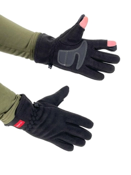 Тактические зимние теплі перчатки с откидными пальцами на флисе, многоцелевые перчатки XL Черные