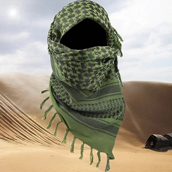 Тактический Баф, платок на шею, шарф-арафатка, шемаг, куфия 110см Black/Green