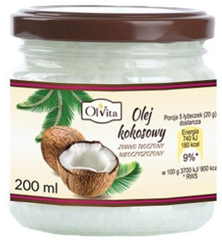 Кокосова олія Olvita Холодного віджиму 200 мл (5907591923839)