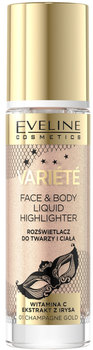 Рідкий хайлайтер для обличчя та тіла Eveline Cosmetics Variete Liquid Highlighter 01 Champagne Gold 30 мл (5903416043393)