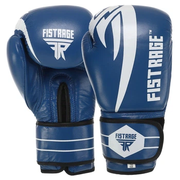 Перчатки боксерські шкіряні FISTRAGE (розмір 14oz, Синій) (VL-4155_Синій_14_унції)