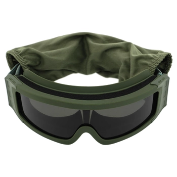 Захисні окуляри-маска SPOSUNE JY-027-3 оправа оливкова колір лінз сірий