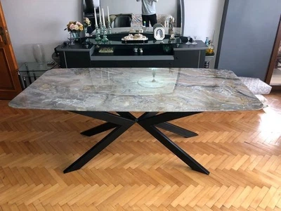 Дизайнерский Обеденный Мраморный Кухонный Стол в стиле Лофт Мрамор 220x80x75h Loft Design ATL1687