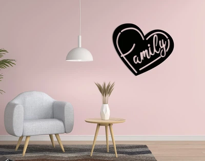 Декоративне панно на стіну з дерева Upwood Decor Серце Сім'я Heart Family 80 х 93.6 см black