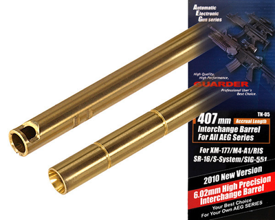 Тонкий стволик (407mm) 6.02mm для XM-177 / M4-A1 / RIS / SR-16 / S-System / SIG-551 [GUARDER] (для страйкболу)