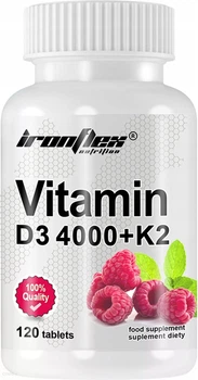 Вітамін D3 4000 + K2 IronFlex Vitamin D3 4000 + K2 120 tabs (Raspberry)