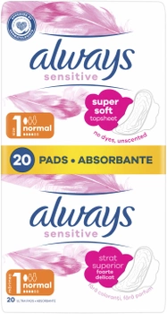 Wkładki higieniczne Always Sensitive Ultra Normal Plus (Rozmiar 1) 20 szt (4015400213932)