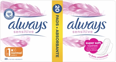 Гігієнічні прокладки Always Sensitive Ultra Normal Plus (Розмір 1) 20 шт (4015400213932)