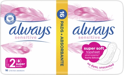 Wkładki higieniczne Always Ultra Sensitive Super Plus (Rozmiar 2) 16 szt (4015400214038)