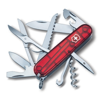 Ніж Victorinox Huntsman 91мм/15функ/прозорий червоний, блістер