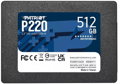 Накопичувач SSD 2,5" 512Gb Patriot P220 SATAIII (P220S512G25)