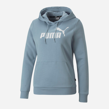 Bluza damska z kapturem kangurka Puma ESS Logo 58678979 S Niebieska (4064537590744)