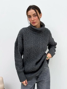 Свитер вязаный оверсайз женский ARTKNIT Оливия One Size Графит (4823093453357)