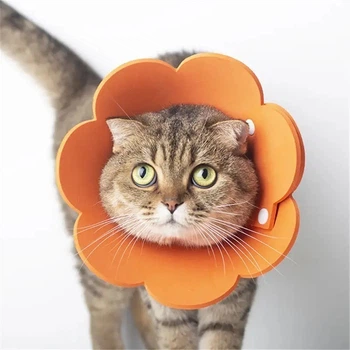 Воротник-ошейник "для заживления ран" для собак и кошек Orange Flower Size S
