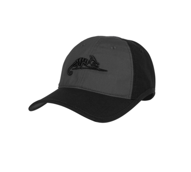 Кепка бейсболка тактическая с логотипом Helikon - Tex Logo PolyCotton Rip-Stop - Black / Shadow Grey