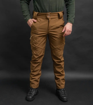 Мужские штаны Soft Shell демисезонные на флисе цвет Койот S