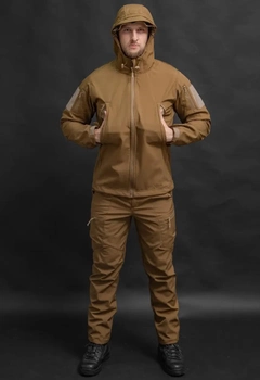 Мужской демисезонный костюм Softshell с Липучками под Шевроны цвет койот Куртка и брюки 3XL