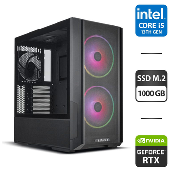 Игровой ПК Lian-Li Lancool 216 Black Tower / Intel Core i5-13400F (10 (16) ядра по 1.8 - 4.6 GHz) / 32 GB DDR5 / 1000 GB SSD M.2 / nVidia GeForce RTX 4070 Ti, 12 GB GDDR6X, 192-bit / HDMI / 750W