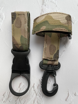 Набор тактических карабинов на стропе мультик / Комплект держатель для перчаток+держатель для бутылки