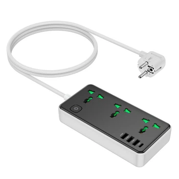 Удлинитель сетевой HOCO AC7A Storm 3-position socket 3USB/1Type-C 3.4A/17W
