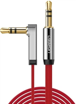 AUX аудио кабель Ugreen плоский с уловым алюминиевым коннектором 3.5 mm красный 2 м (YM854)