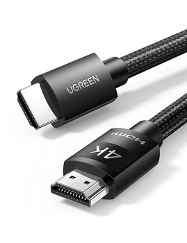 Високошвидкісний HDMI шнур кабель Ugreen 4K HDMI 2.0 у нейлоновому обплетенні чорний 3 м Black (YM1157)