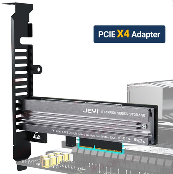 Перехідник Адаптер PCI-E на SSD M.2 NVMe JEYI Starfish PCIе 4.0/3.0 X4 X8 X16 з алюмінієвим радіатором
