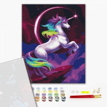 Картина по номерам Сказочный радужный единорог (PBS36214) Premium Brushme 40x50 см