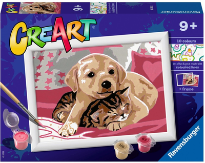 Картина за номерами Ravensburger CreArt Classic Собака з кошеням 18 x 13 см (4005556202102)