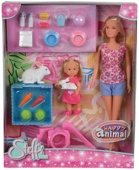 Ляльковий набір Simba Steffi and Evi Happy Animals Playset 29 см (4006592521561)