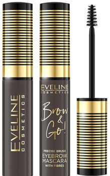 Tusz do brwi z zagęszczającymi włókienkami Eveline Cosmetics Brow & Go! Eyebrow Mascara 02 Dark 6 ml (5901761997590)