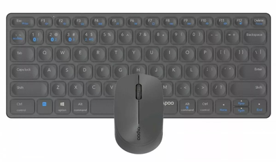 Комплект бездротовий клавіатура миш Rapoo 9600M багаторежимний Сірий (6940056135513)