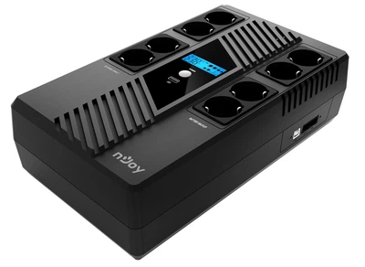 Источник бесперебойного питания NJOY Token 800 (UPCSBLS680TTOAZ01B), Lin.int., 8 x Schuko, USB, LCD, пластик