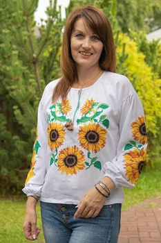 Жіноча вишиванка V&V Соняхи M Білий (301023193-001)