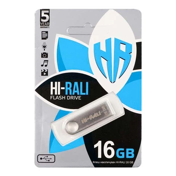 Флеш пам'ять HI-RALI Shuttle 16GB Flash Drive USB2.0 універсальний накопичувач/флешка для зберігання, перенесення та обміну даними для пристроїв/ПК/ноутбука Сталевий