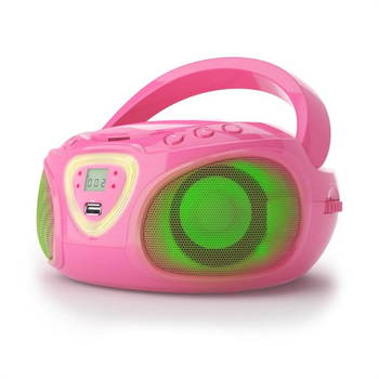 Бумбокс ФМ проигрыватель Auna Roadie CD (10029815) Fm USB Bt CD Розовый